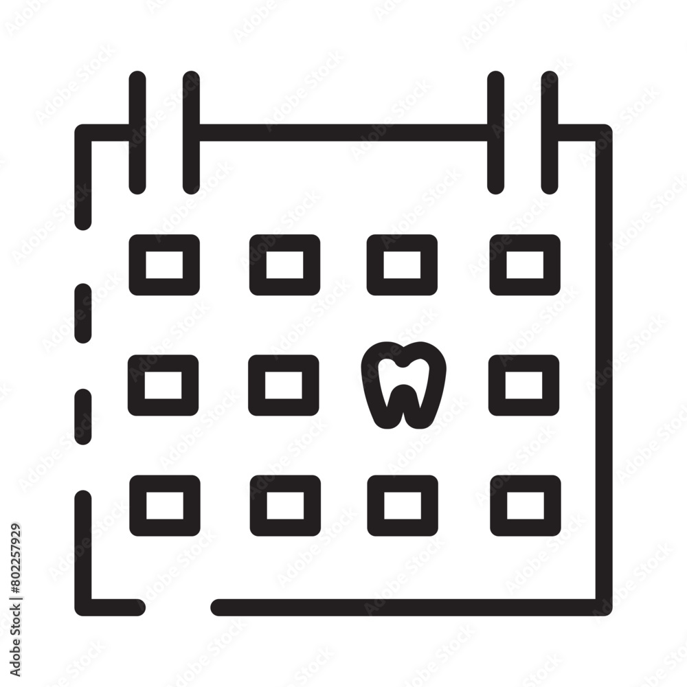 Calendar Date Dental Line Icon