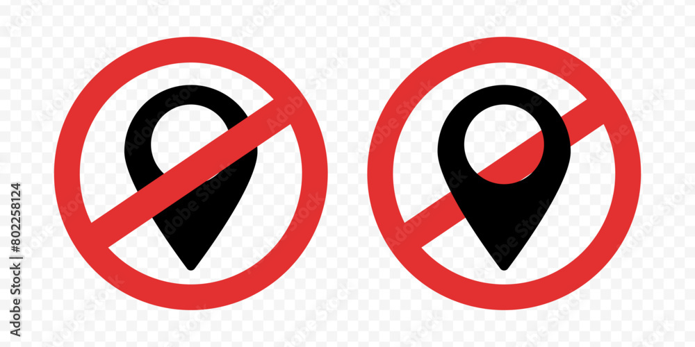 No GPS. Invalid location. Ban location. Prohibited pointer No GPS. Invalid location. Ban location. Prohibited pointer