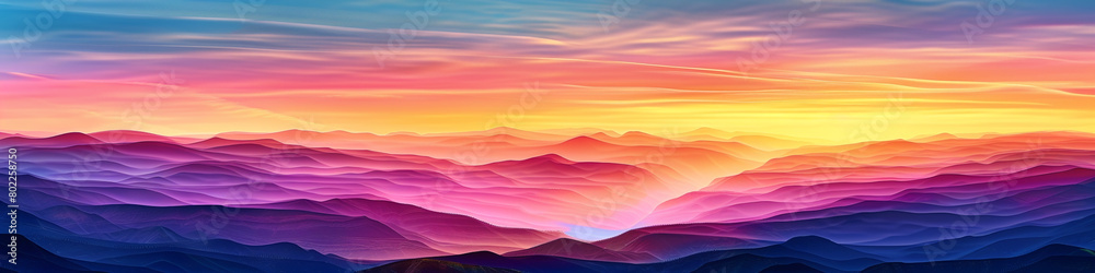 Behold the enchanting allure of a sunrise gradient vista, where bold colors meld with rich hues, painting a breathtaking panorama that sparks inspiration and innovation.