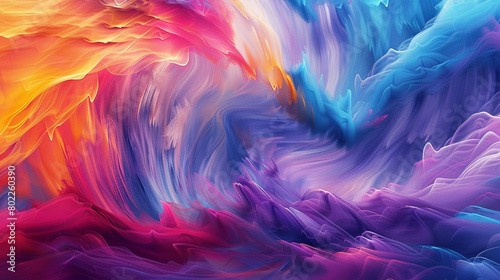 Behold the captivating spectacle of vibrant colors swirling in a harmonious gradient wave.