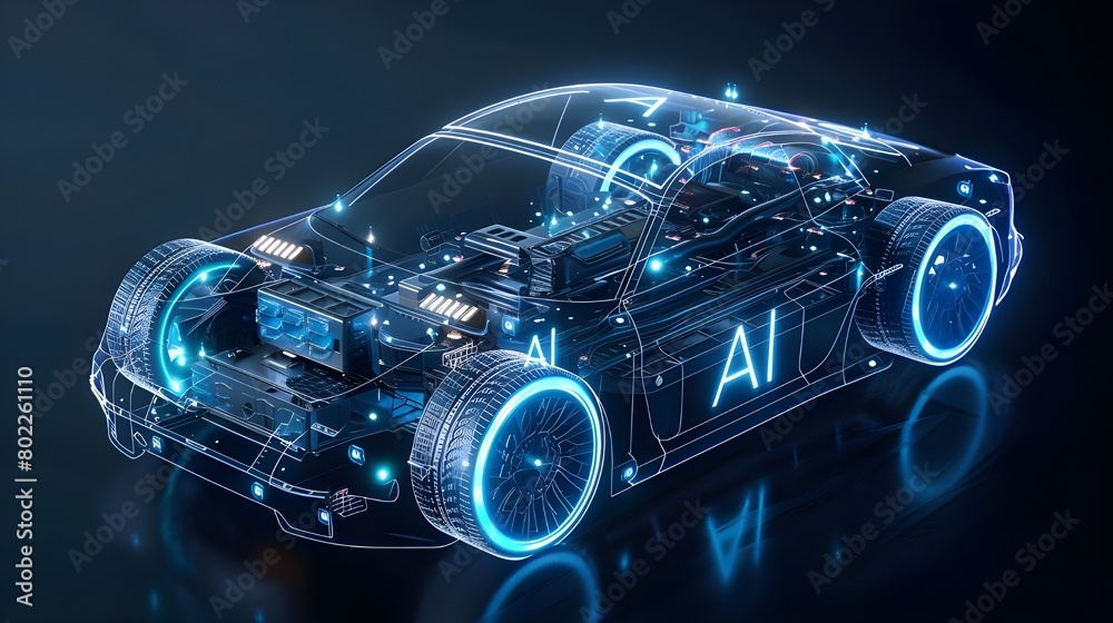 AI Technology powered car body concept of AI Technology powered auto manufacturing 