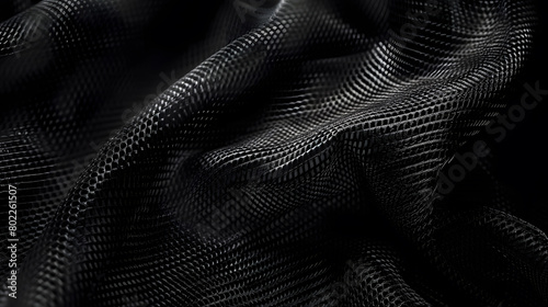 Black nylon fabric pattern texture background. Generative AI.