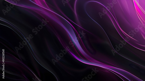 Black purple pink smooth gradient glowing color wave Background. Generative AI.