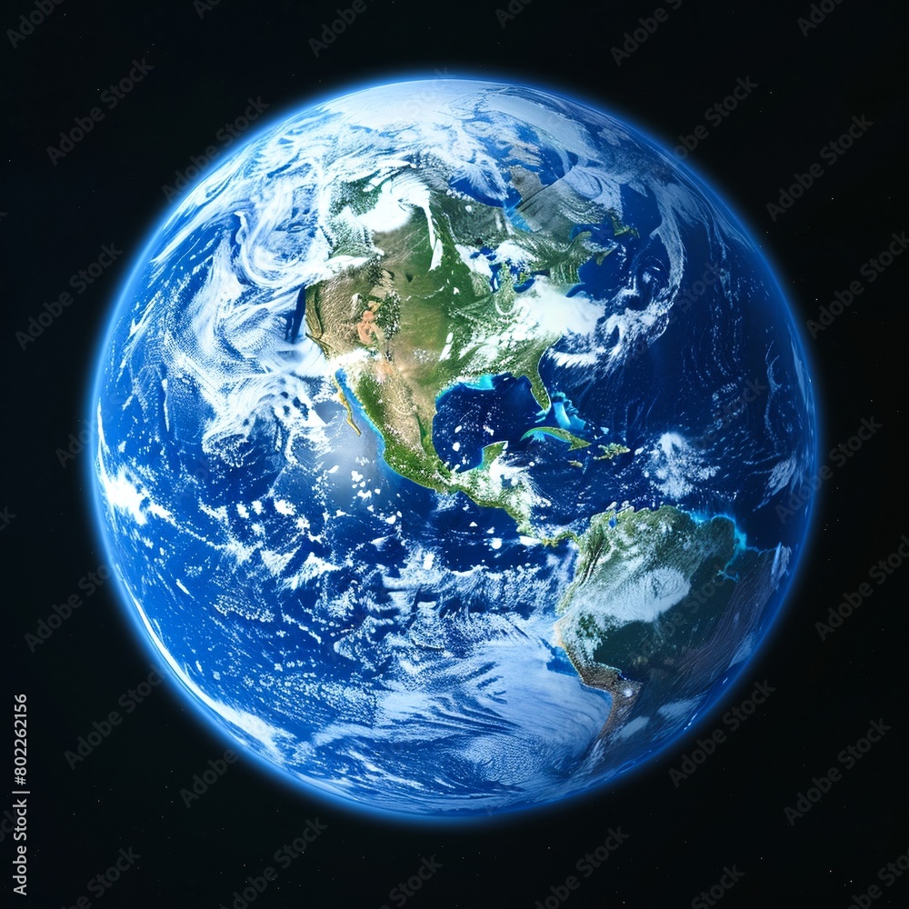 A photo of planet Earth from space, centered on North America. A photo of planet Earth from space, centered on North America.
