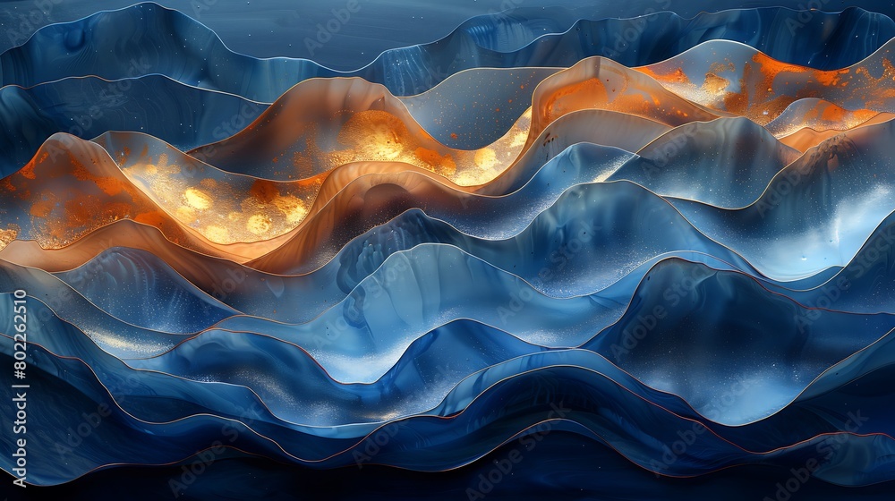 Fototapeta premium Delve into the natural beauty of organic waves, where sinuous lines and curves flow across the canvas, mimicking the graceful movements of underwater flora.