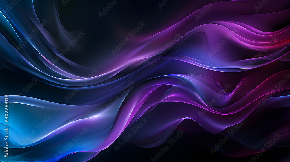 Blue purple black grainy gradient banner abstract glowing color wave Background. Generative AI.