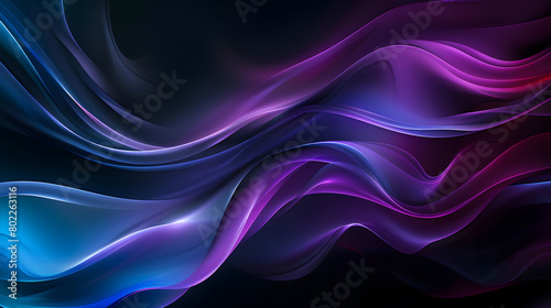 Blue purple black grainy gradient banner abstract glowing color wave Background. Generative AI.
