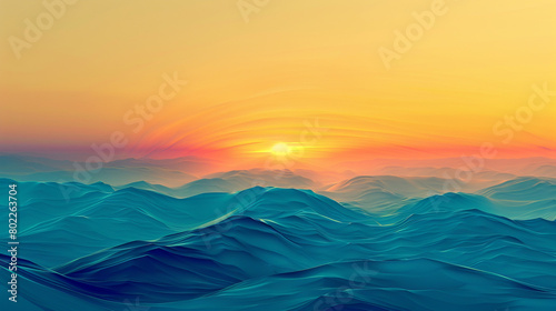 Behold a dawn gradient landscape pulsating with energy, as radiant yellows transition into deep ocean blues, setting the stage for captivating graphic elements.