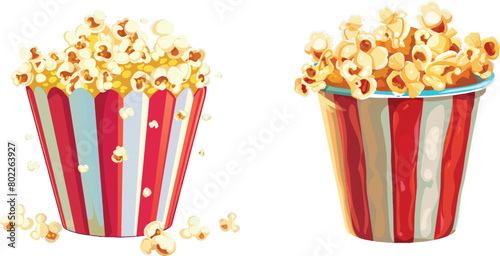 Kernel salty pop corn, caramel sweetcorn in bucket for movie