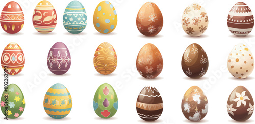  Happy paschal ostern eggs with floral and lines patterns photo