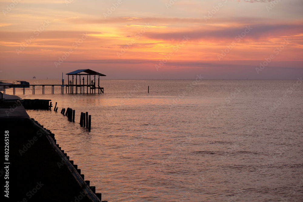 Sunset over the water 