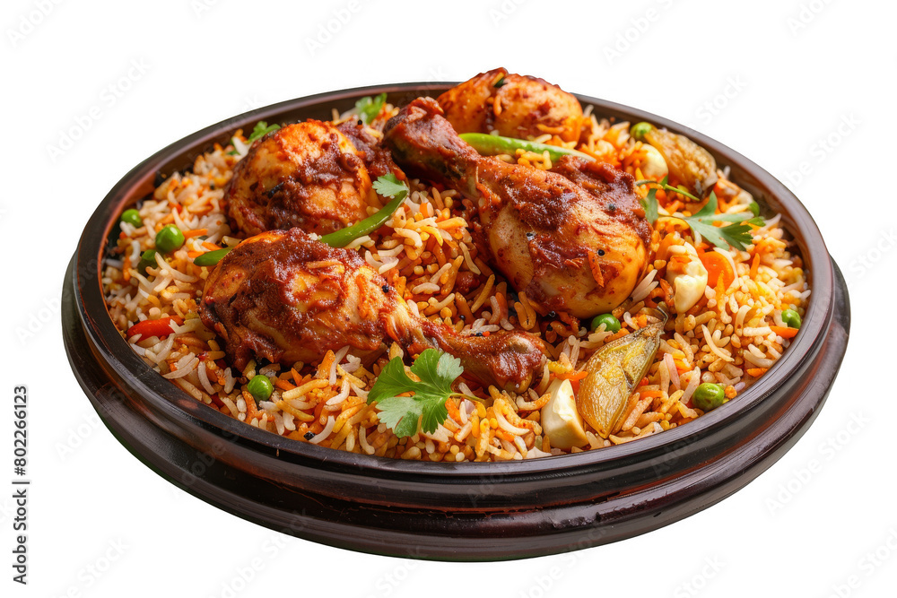 Indian Biryani Rice with Chicken and Spices, Isolated on a Transparent Background Indian Biryani Rice with Chicken and Spices, Isolated on a Transparent Background