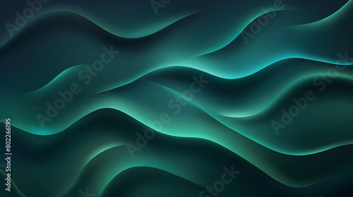 Dark green blue smooth gradient glowing color wave Background. Generative AI.