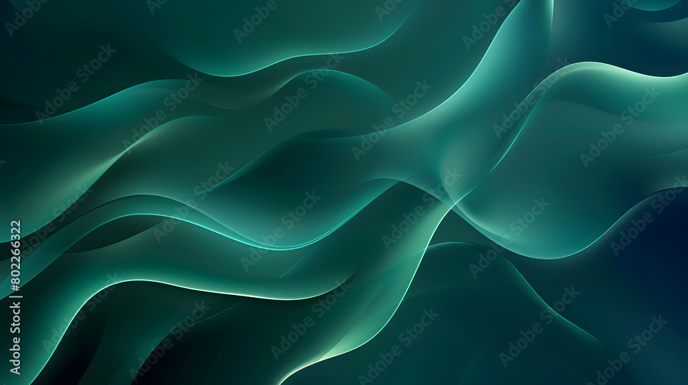 Obraz premium Dark green blue smooth gradient glowing color wave Background. Generative AI.