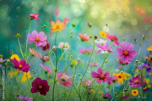 colourful cosmos flowers in the garden, mothers day, easter, spring, summer