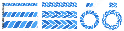 cute blue rope line seamless brush pattern