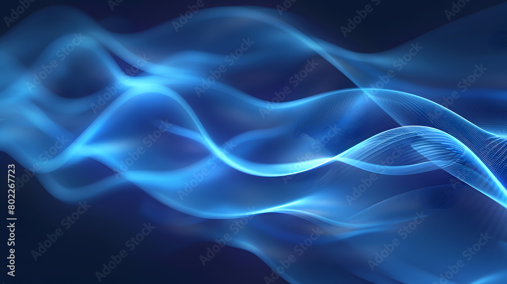 Fototapeta premium glowing blue light abstract wave pattern Background. Generative AI.
