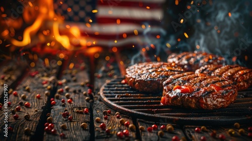 Independence Day BBQ with American Flag and AI Technology