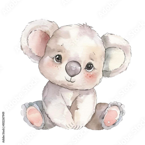 Photography Cute Watercolor Baby Koala PNG.