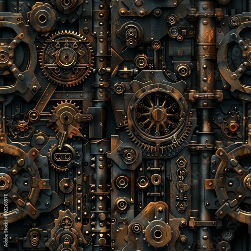 Steampunk Machinery seamless pattern background © nikola-master