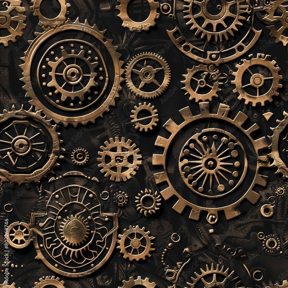 Steampunk Machinery seamless pattern background