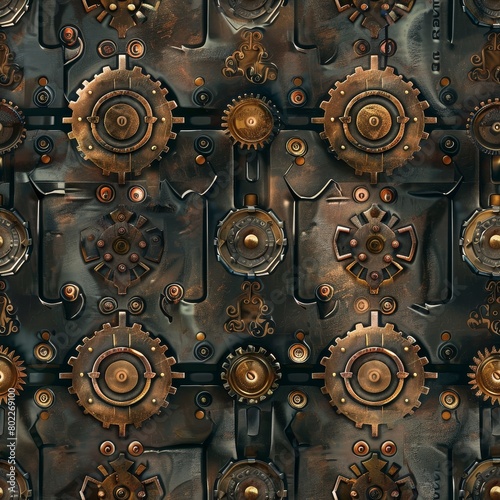 Steampunk Machinery seamless pattern background