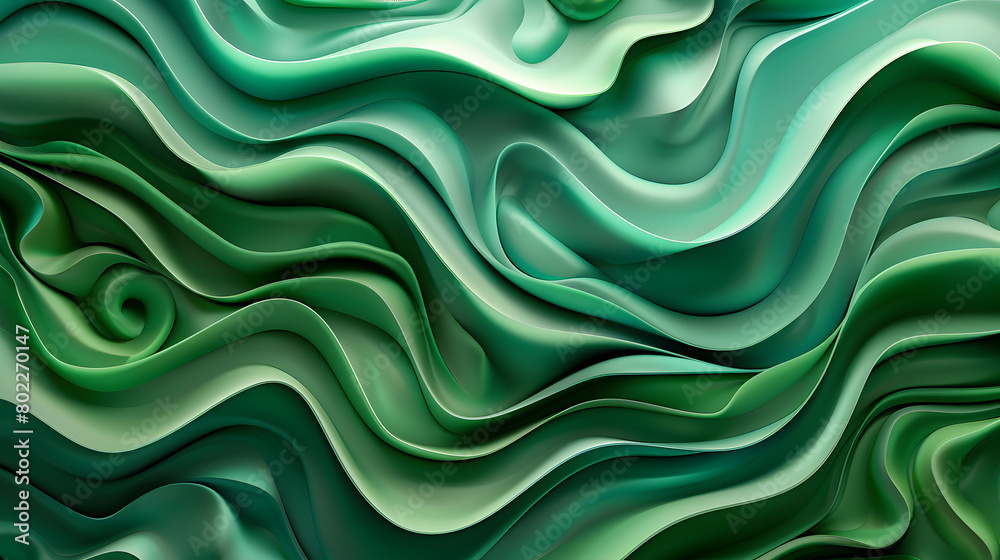Green Waves Background. Generative AI. Green Waves Background. Generative AI.