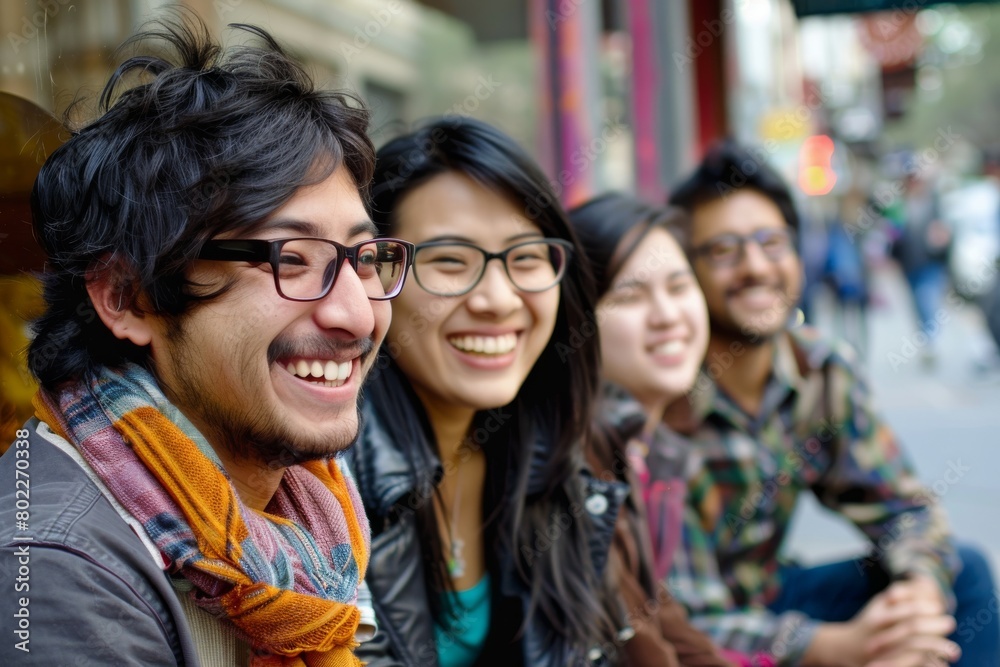 Group of happy young asian people in the city. Travel lifestyle concept. Group of happy young asian people in the city. Travel lifestyle concept.