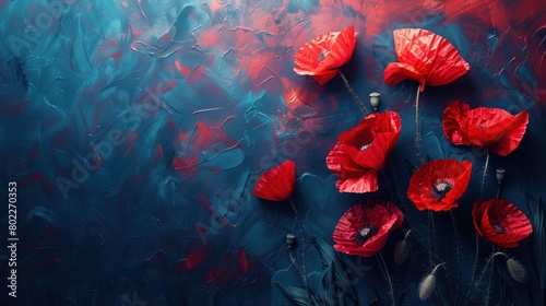 Poppies of Remembrance: Anzac Day War Victims Banner Background © hisilly