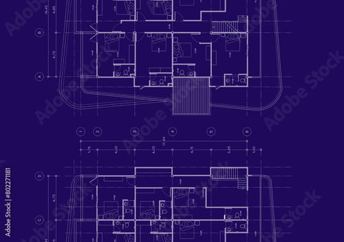 Floor plan designed building on the drawing.