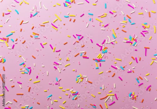  Colorful donuts Sprinkles Pattern on Pink Background 