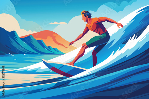 A man is surfing on a wave in the ocean