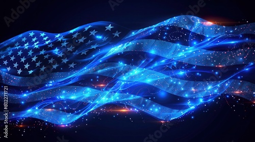 Thin Blue Line American Flag Created with AI Technology photo