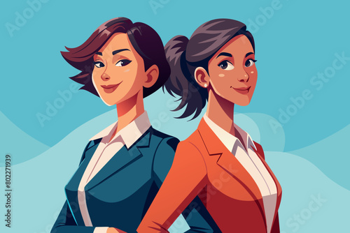 Two women in business attire are smiling for the camera