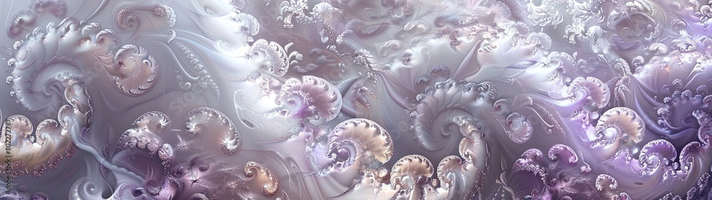 A captivating abstract background composed of swirling white and purple liquids A captivating abstract background composed of swirling white and purple liquids