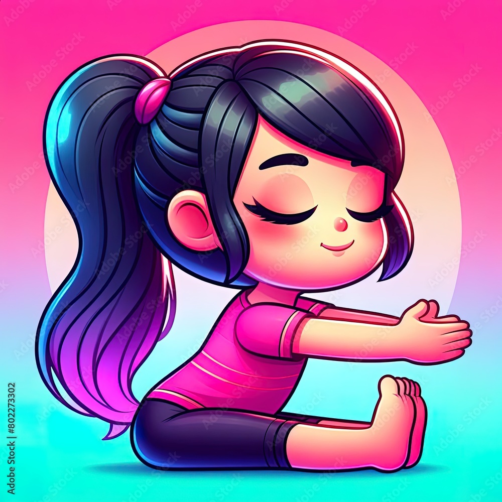 Yoga Cartoon for Kids: Cute Baby Girl in Various Yoga Poses - Cartoon Illustration for Yoga Meditation and Exercise - Colorful Yoga Art Images with Japanese Influence Yoga Cartoon for Kids: Cute Baby Girl in Various Yoga Poses - Cartoon Illustration for Yoga Meditation and Exercise - Colorful Yoga Art Images with Japanese Influence