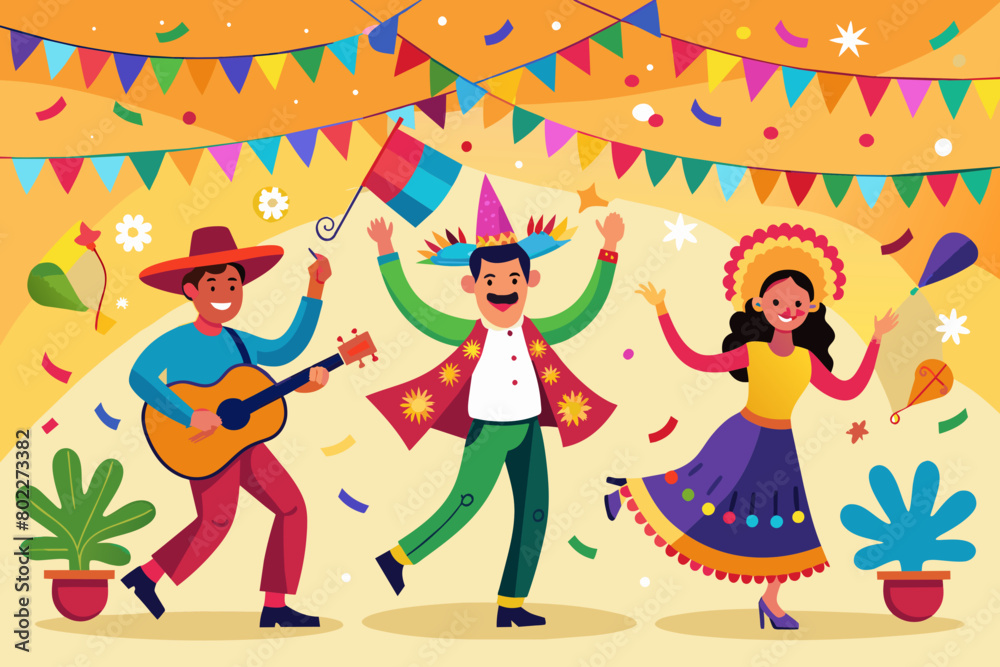 Ilustración vectorial colorida de celebración de Cinco de Mayo