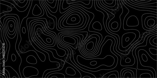 Black and white abstract background Abstracts Topographic map and white lines, contour background, Vector contour topographic map background. Topography Animation Motion. Slowly moving colorful lines.