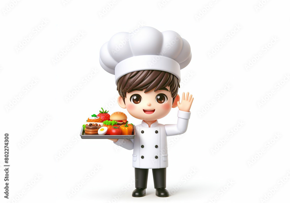 Funny cartoon of chef cooking Funny cartoon of chef cooking