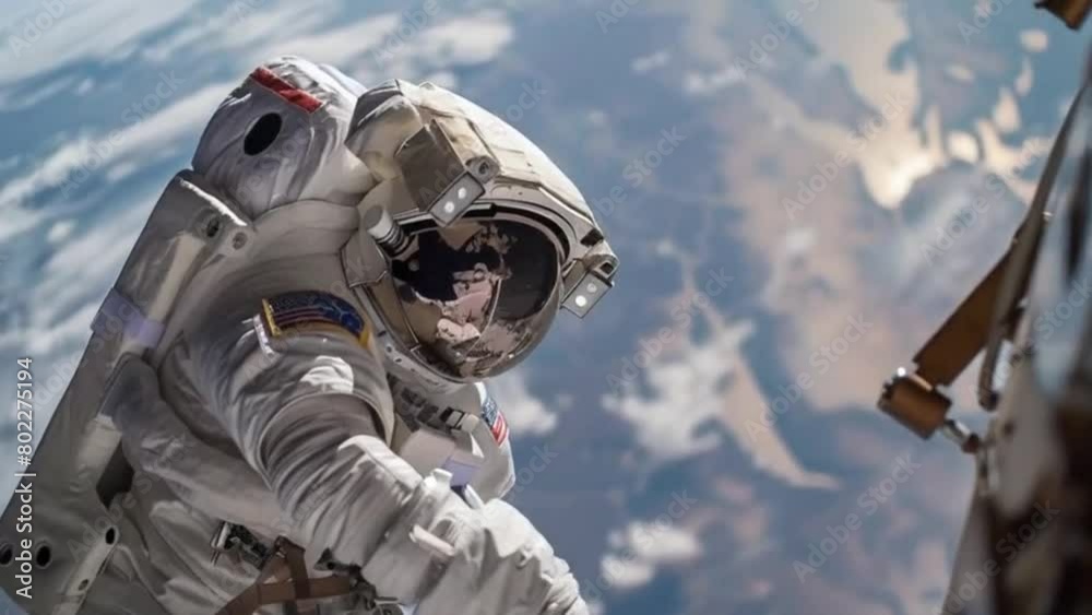 Astronaut floating in space with Earth in the background. orbiting the earth Astronaut floating in space with Earth in the background. orbiting the earth