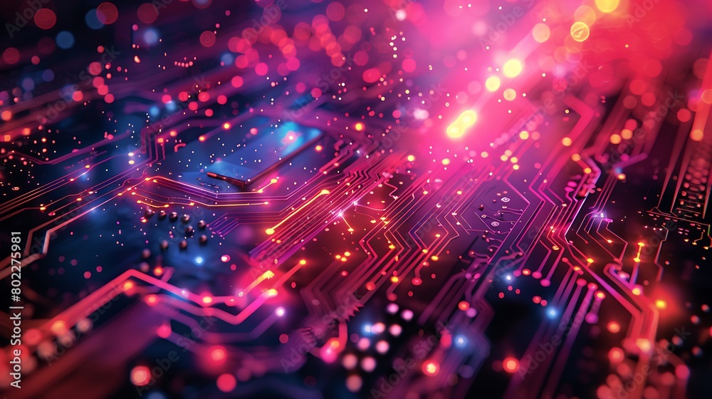Immerse yourself in an artwork that blends art and technology, featuring patterns that resemble the intricate layouts of futuristic circuit boards. Immerse yourself in an artwork that blends art and technology, featuring patterns that resemble the intricate layouts of futuristic circuit boards.