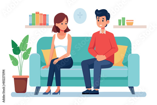A man and a woman are sitting on a couch