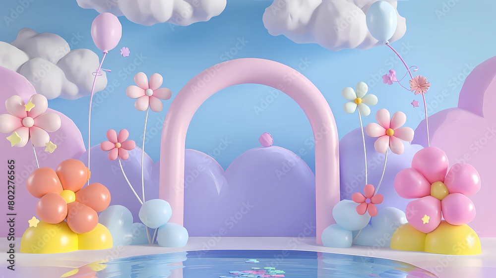 Summer Swell Wind Power Merchant Booth, background picture, Children's Day Theme, Cute, Cartoon