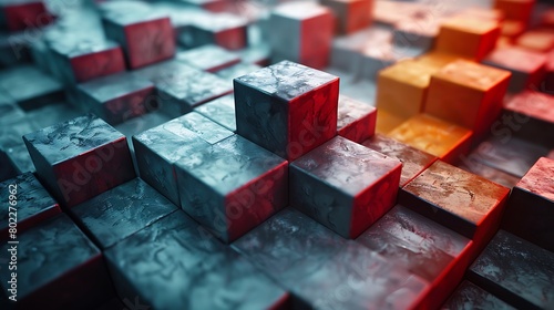 Step into a minimalist yet complex world of cubes that mimic a 3D puzzle on the surface. #802276962
