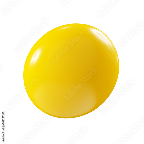 Birthday party popper yellow confetti streamer round element 3d render illustration.