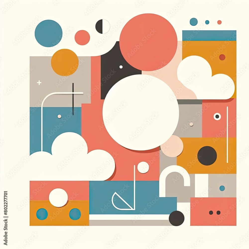 Abstract Urban Landscape bauhaus minimalist with Generative AI.