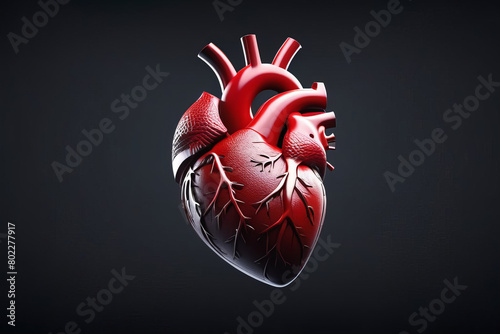 Anatomical heart model on a dark background, used for medical training