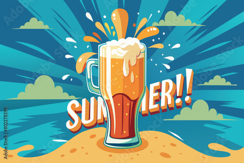 A glass of beer with a splash of foam on top