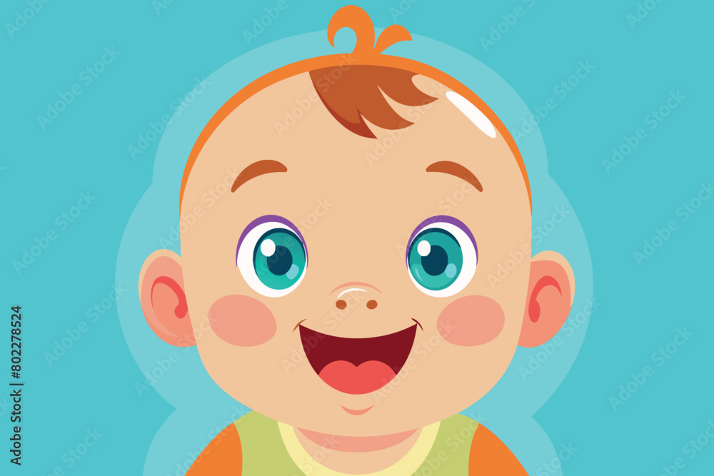 A cartoon baby with a big smile on his face A cartoon baby with a big smile on his face