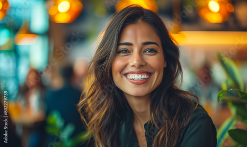 Warm Smile of a Happy Young Woman Indoors